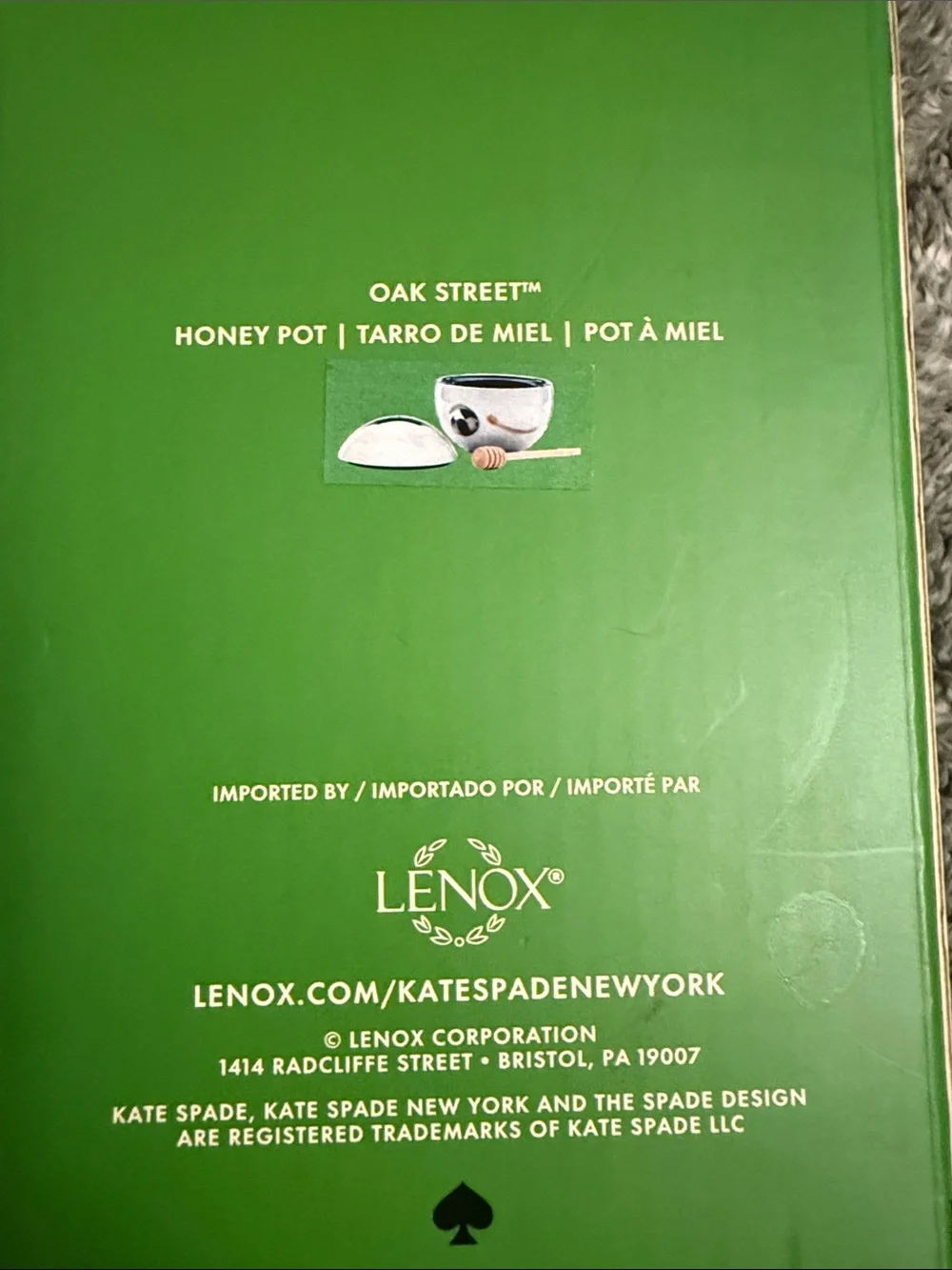 KATE SPADE & LENOX HONEY POT- Silver with bright blue interior.